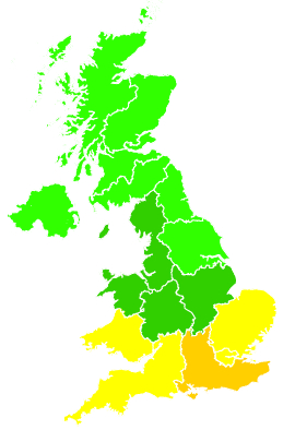 Click on a region for air pollution levels for 19/07/2000