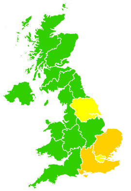 Click on a region for air pollution levels for 19/07/2003