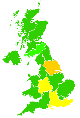 Click on a region for air pollution levels for 19/07/2004