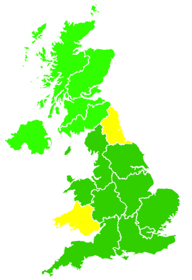 Click on a region for air pollution levels for 19/07/2005