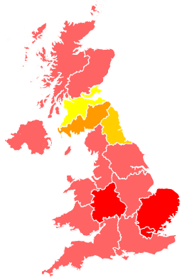 Click on a region for air pollution levels for 19/07/2006