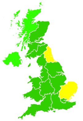 Click on a region for air pollution levels for 19/07/2007