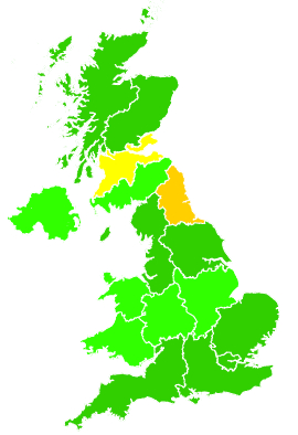 Click on a region for air pollution levels for 19/07/2011