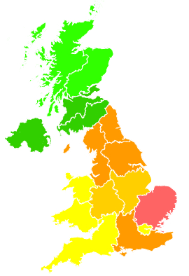 Click on a region for air pollution levels for 19/07/2016