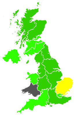 Click on a region for air pollution levels for 19/08/1987