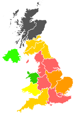 Click on a region for air pollution levels for 19/08/1997