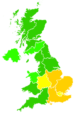 Click on a region for air pollution levels for 19/08/2009
