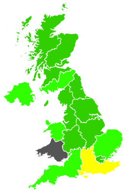 Click on a region for air pollution levels for 19/09/1988