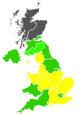 Click on a region for air pollution levels for 19/09/1993