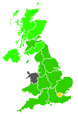 Click on a region for air pollution levels for 19/09/1997