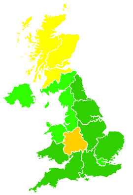 Click on a region for air pollution levels for 19/09/2002
