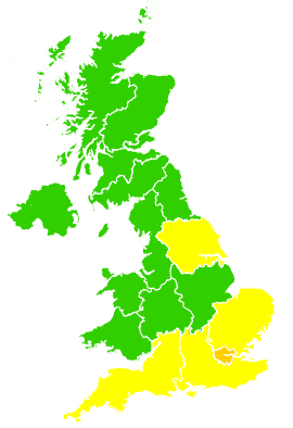 Click on a region for air pollution levels for 19/09/2003