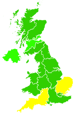 Click on a region for air pollution levels for 19/09/2008