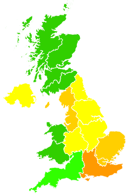 Click on a region for air pollution levels for 19/09/2014