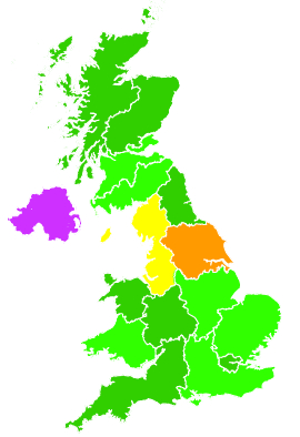 Click on a region for air pollution levels for 19/10/1993