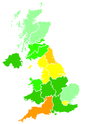 Click on a region for air pollution levels for 19/10/1994