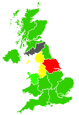 Click on a region for air pollution levels for 19/10/1997