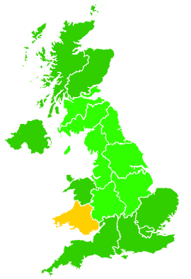 Click on a region for air pollution levels for 19/10/2009