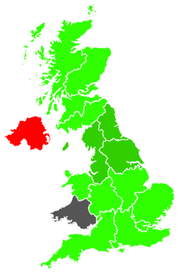 Click on a region for air pollution levels for 19/11/1991