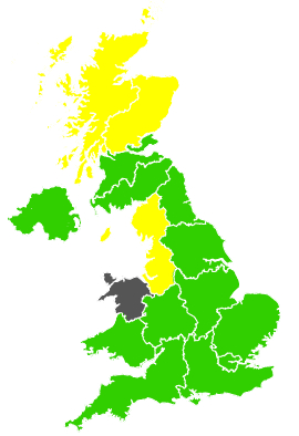 Click on a region for air pollution levels for 19/11/2000