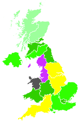 Click on a region for air pollution levels for 19/11/2001