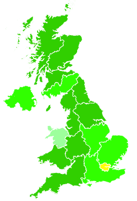 Click on a region for air pollution levels for 19/11/2002