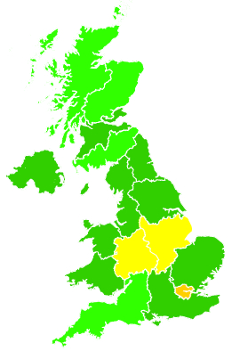 Click on a region for air pollution levels for 19/11/2005