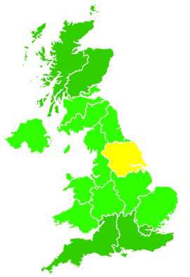 Click on a region for air pollution levels for 19/11/2007