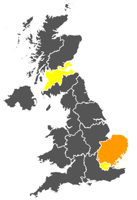 Click on a region for air pollution levels for 19/12/1977