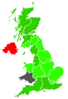 Click on a region for air pollution levels for 19/12/1989