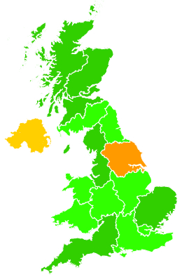 Click on a region for air pollution levels for 19/12/1992