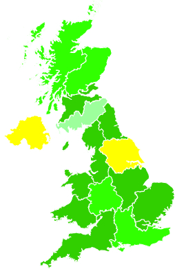 Click on a region for air pollution levels for 19/12/1997