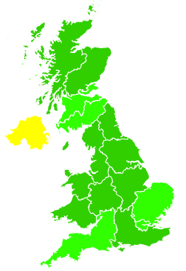 Click on a region for air pollution levels for 19/12/1999