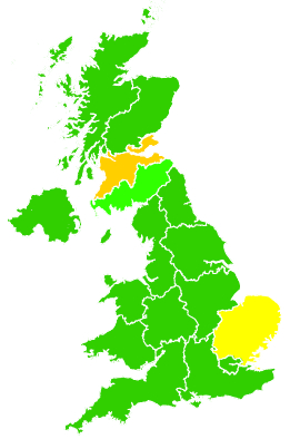 Click on a region for air pollution levels for 19/12/2004