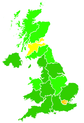 Click on a region for air pollution levels for 19/12/2007