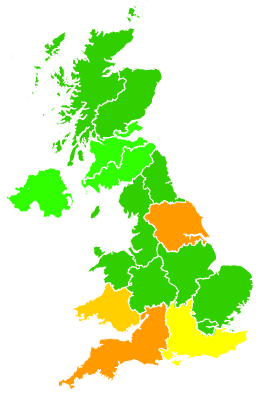 Click on a region for air pollution levels for 19/12/2017