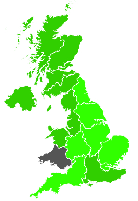 Click on a region for air pollution levels for 20/01/1990