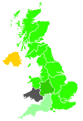 Click on a region for air pollution levels for 20/01/1992