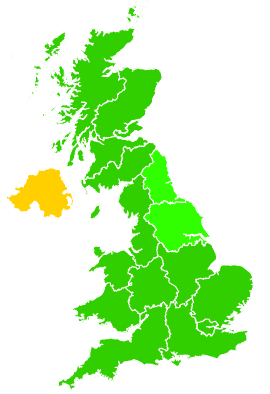 Click on a region for air pollution levels for 20/01/1995