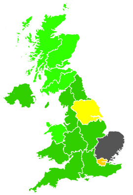 Click on a region for air pollution levels for 20/01/1996