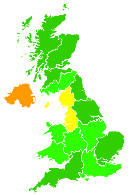 Click on a region for air pollution levels for 20/01/1997