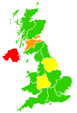 Click on a region for air pollution levels for 20/01/1998