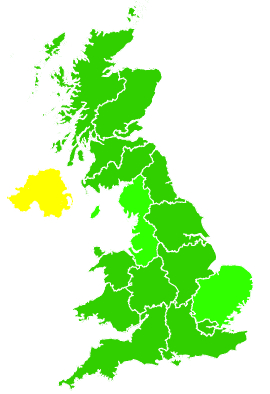 Click on a region for air pollution levels for 20/01/1999