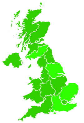 Click on a region for air pollution levels for 20/01/2000
