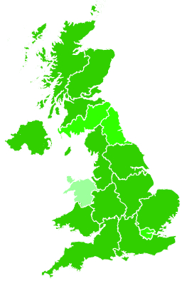 Click on a region for air pollution levels for 20/01/2008