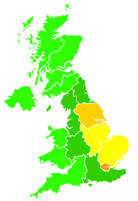 Click on a region for air pollution levels for 20/01/2014