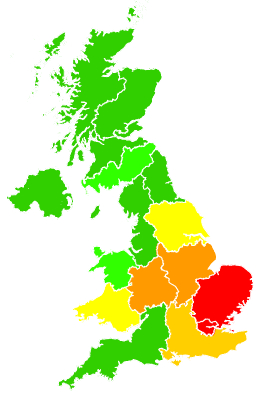 Click on a region for air pollution levels for 20/01/2016