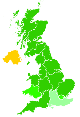Click on a region for air pollution levels for 20/02/1993