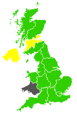 Click on a region for air pollution levels for 20/02/1996