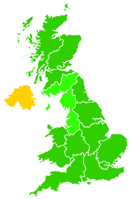 Click on a region for air pollution levels for 20/02/2000